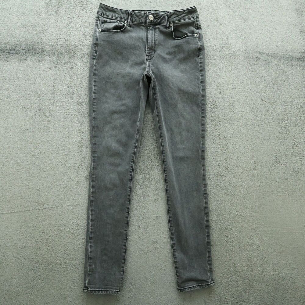 American Eagle Jeans Women's Size 8 Long Gray Mid-Rise Skinny Denim 31" Inseam